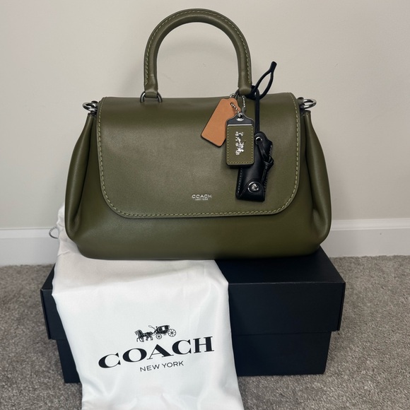 Coach Slouchy Rogue Top Handle Bag in Olive Green & Silver CCC39 Authenticated - Picture 5 of 13